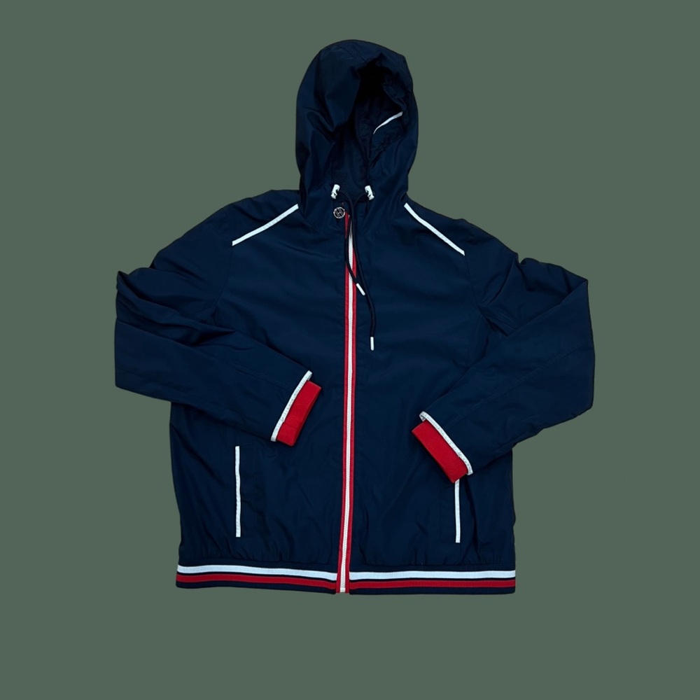 Tommy Hilfiger Navy and Red Hooded Windbreaker